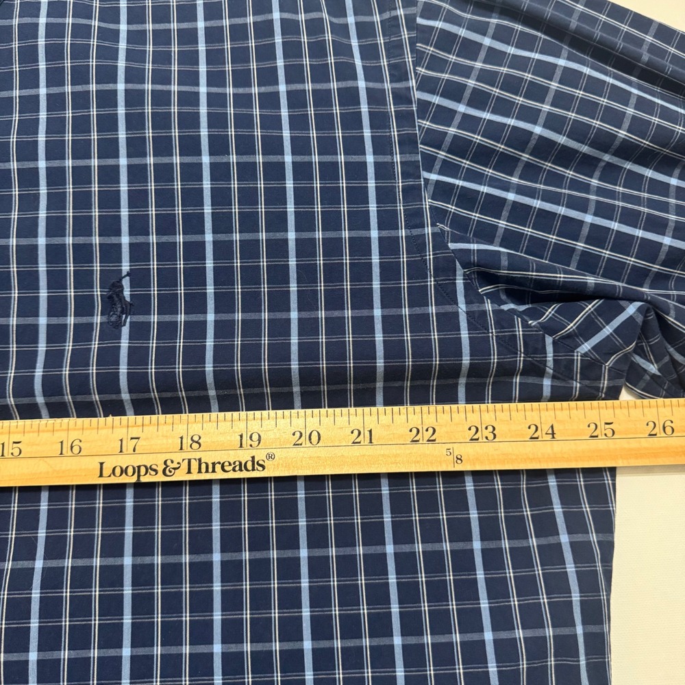 Ralph Lauren Button Down Shirt Mens L Navy Blue Plaid Excellent Yarmouth - Picture 5 of 7
